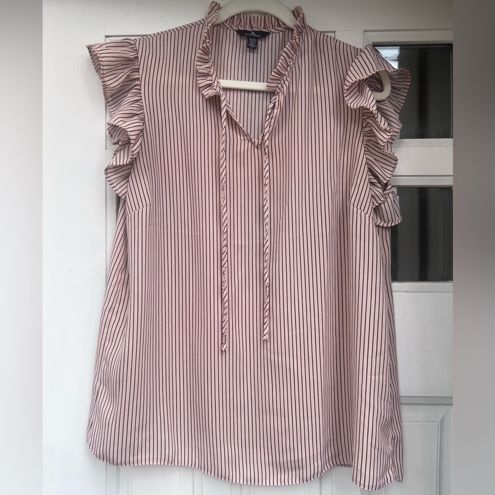Long torso pink pinstripe top